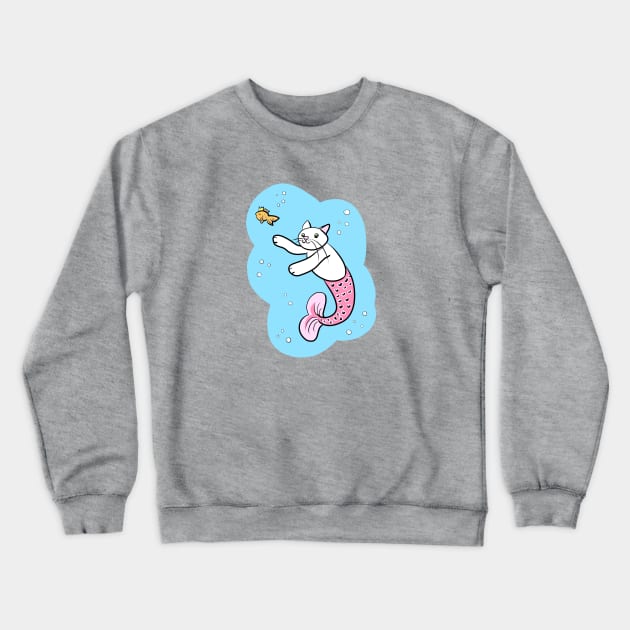 Mermaid Cat with Goldfish Crewneck Sweatshirt by HugSomeNettles